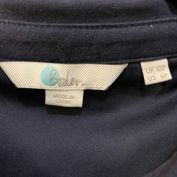 BODEN Navy Blue Shift Dress Red/White/ Blue Pleated Detail Neck & Pocket Size 6P - Picture 6 of 7